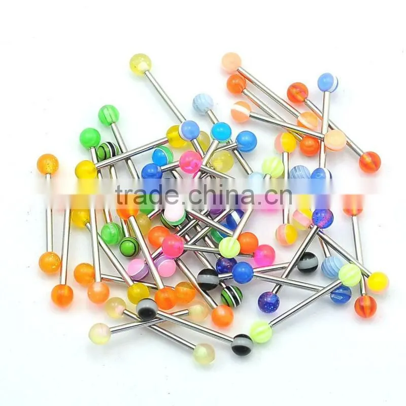Mixed color 14G 18mm STEEL bar Tongue Barbell rings