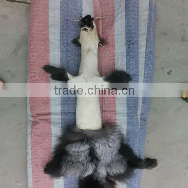 Silver color animal skin fox fur pelts genuine silver fox fur skin
