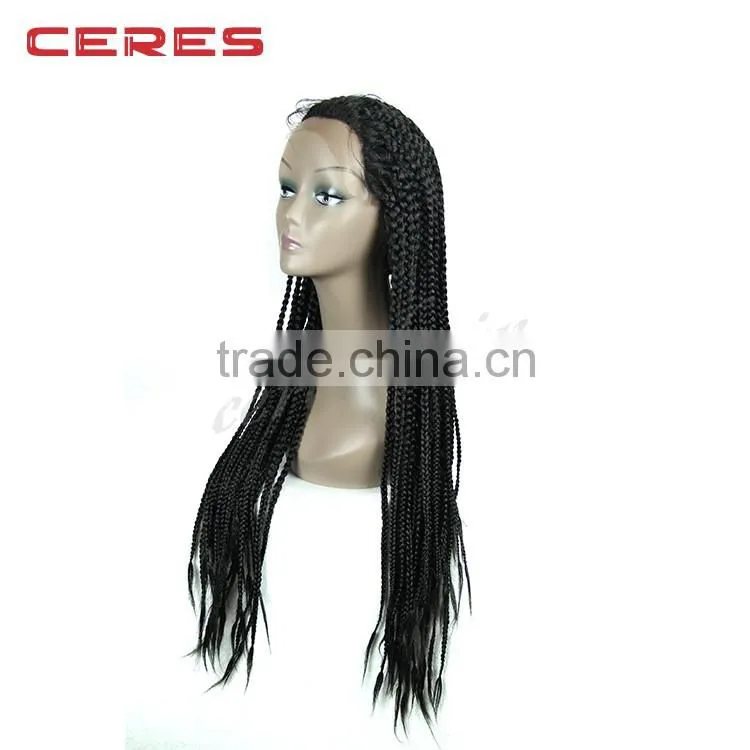 cheap synthetic hair lace front wig, wet and wavy cheap lace front wig, box braid lace wig for black women