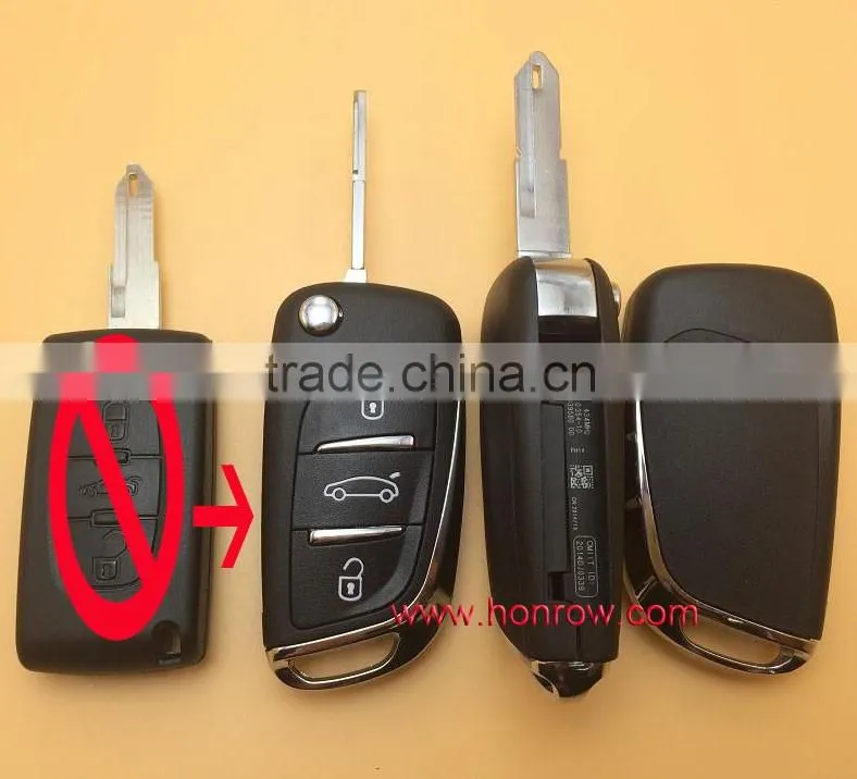 Hot sale products--Citroen 3 button modified flip remote key blank with NE73 206 Blade- 3Button -Trunk- With battery place (No L