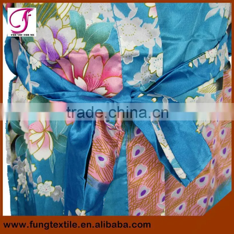 2313 Wholesale Children Peacock Pattern Satin Robe