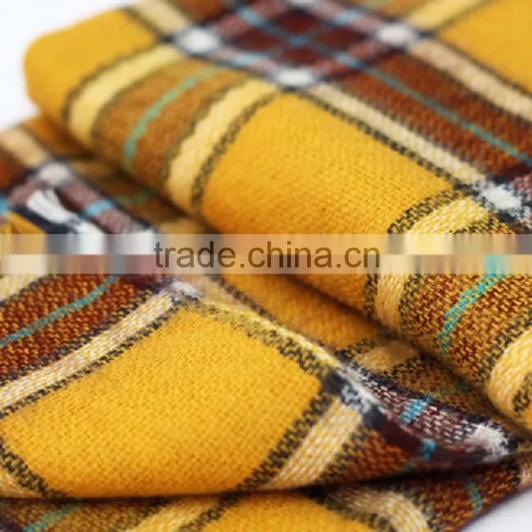 2015 Fashion wholesale yellow plaid cashmere winter scarf