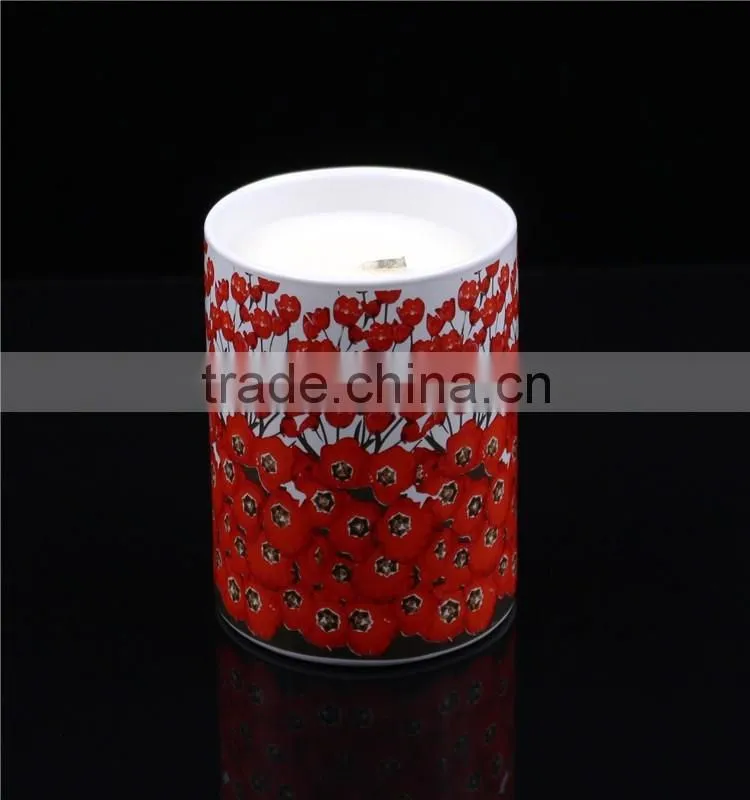 fancy scented candle with artistic printing romantic soy wax candle