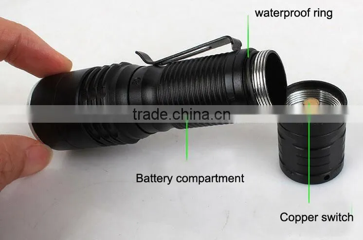 C81 Portable MINI LED zoom flashlight torch with pen clip