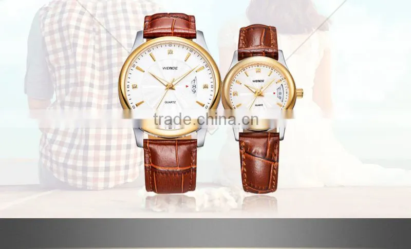 Most popular China online shopping women leather couple lover wrist watch