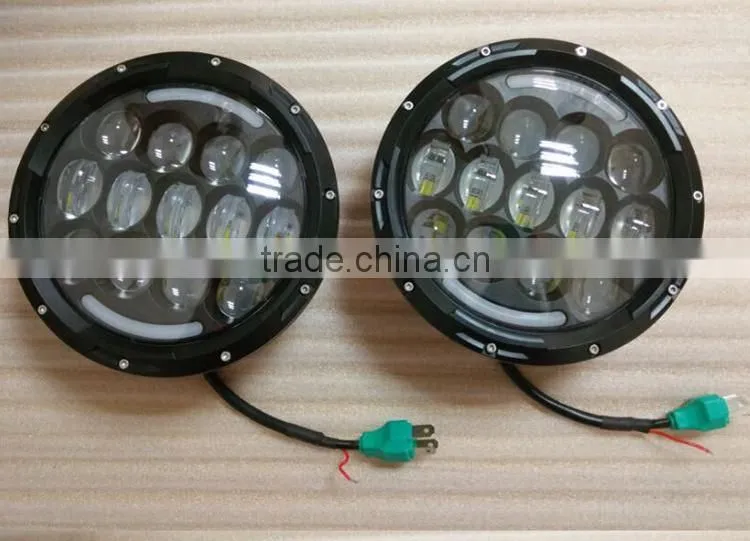 Top New 7" Round Jeep Headlight, 78W Hi/Low Jeep Headlight with H4 H13 Converter