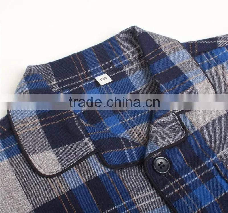 fine yarn dye plaid kids cotton pajama set