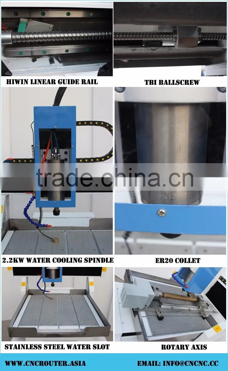 2.2Kw Water Cooled Spindle NCStudio Control Small Metal CNC Router Engraving Machine X(600MM)*Y(600MM)*Z(200MM)