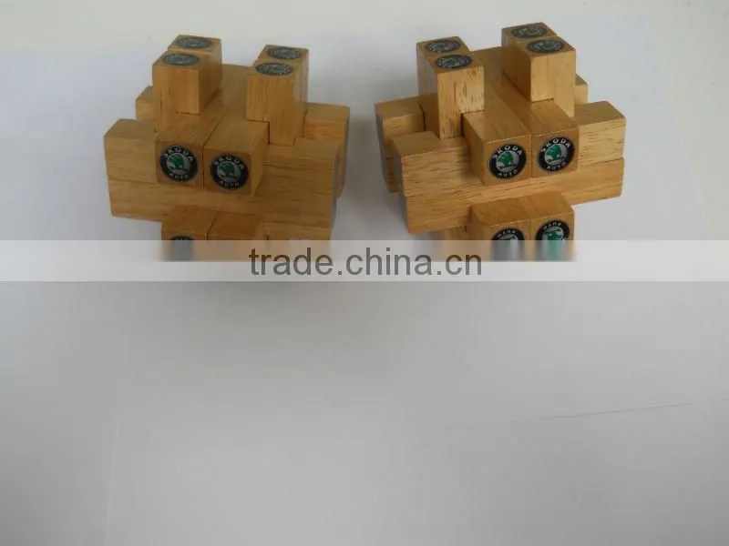 2011 SKODA promotion rubber wood toy intelligent brain teaser