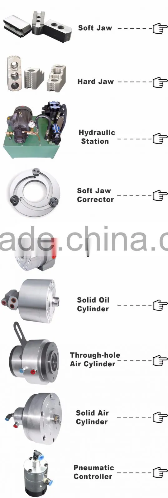 Two jaw 210mm through-hole Hydraulic lathe chuck
