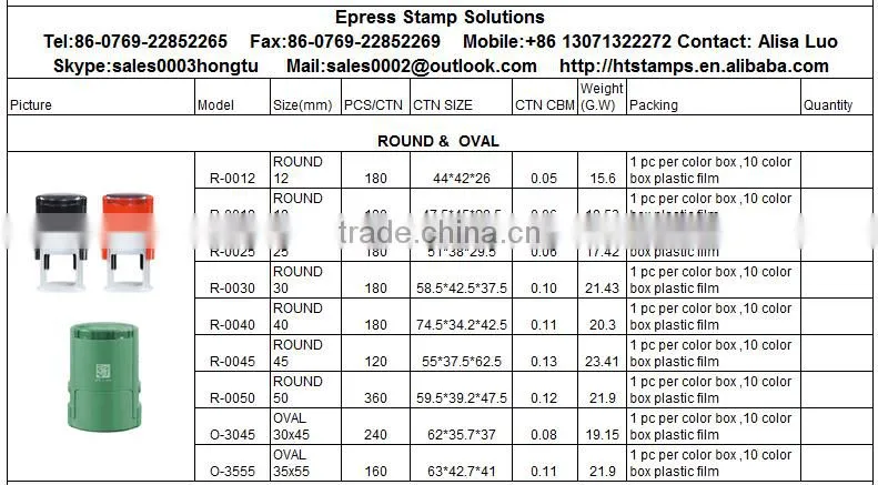 China Stamping Maker Epress 19mm Round Self inking Stamps Round customised case and blank case available