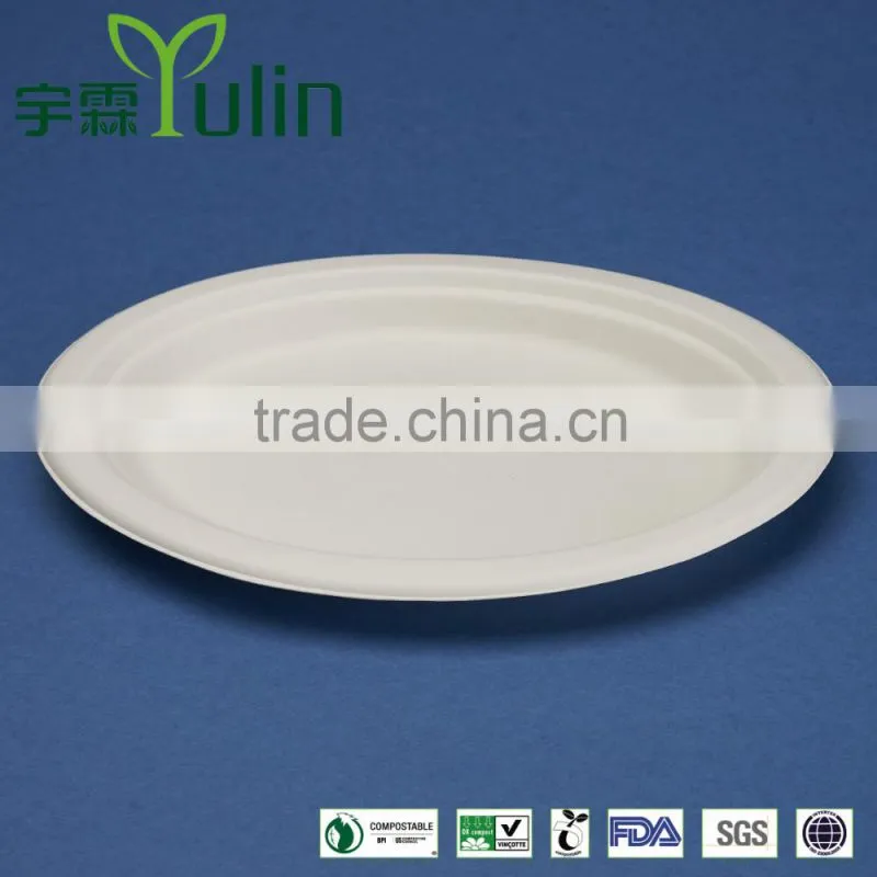 PL-10-E Oval 10 inches disposable sugarcane plates