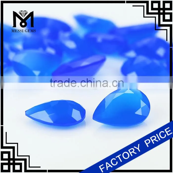 Jewelry Blue Agate Gem Stone Pear Cut Machine Agate Stone