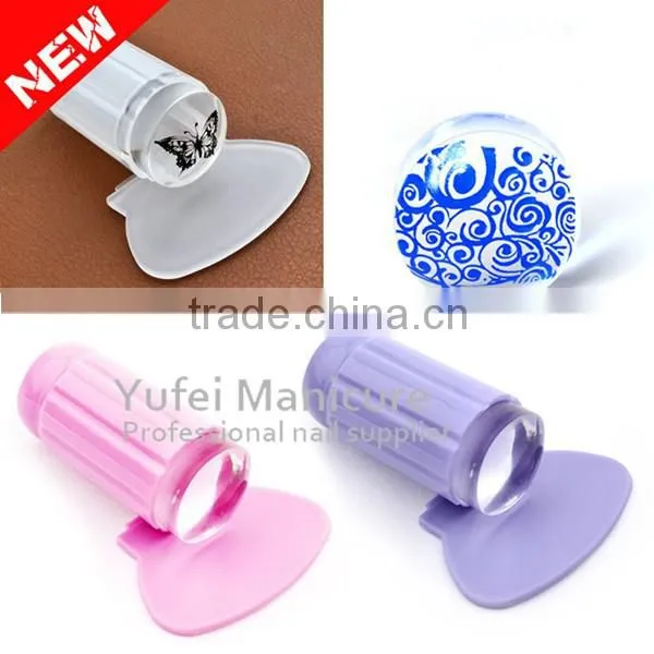 2016new nail printing tools soft plastis handle silicone nail stamper clear