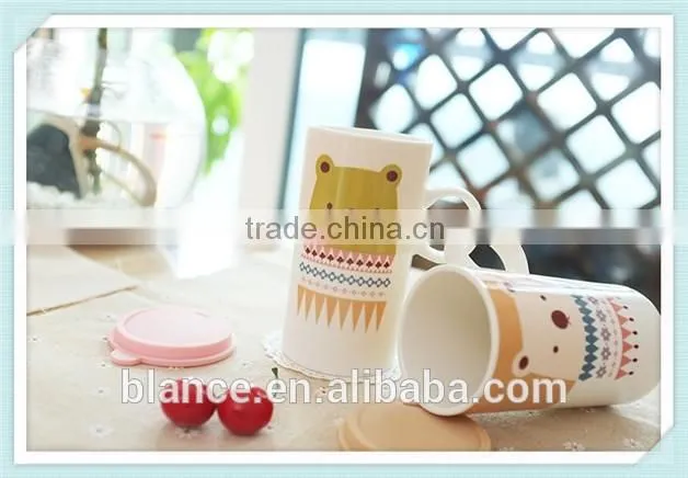 ceramic tall mug with animal design and cute style coffee mug