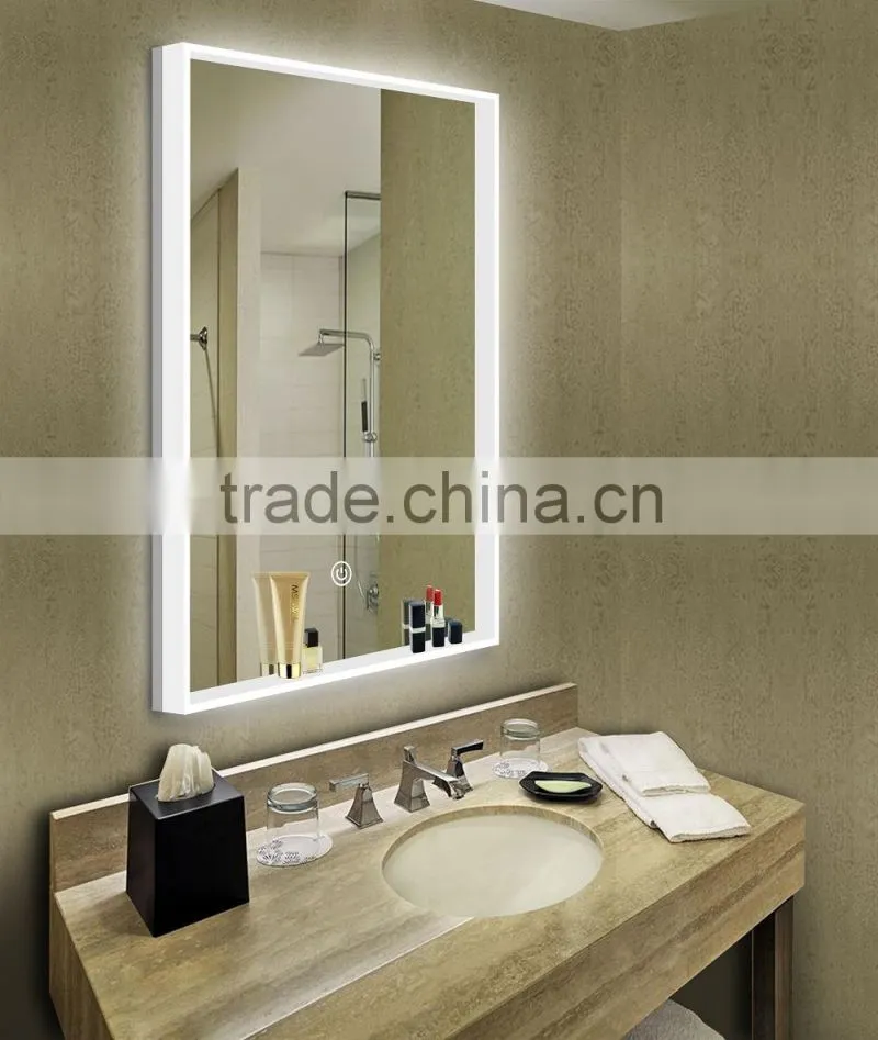 Home decor led lighted modern bathroom mirror ,backlit mirror with touch sensor switch