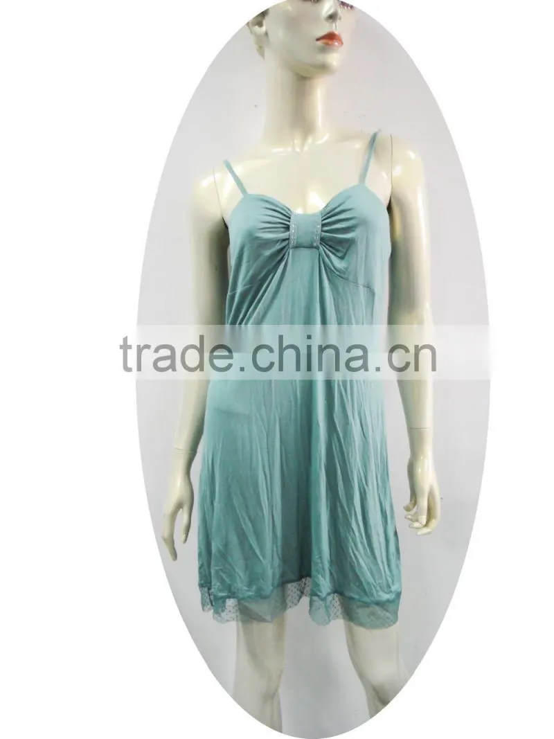 sexy bow lace decorated night dress
