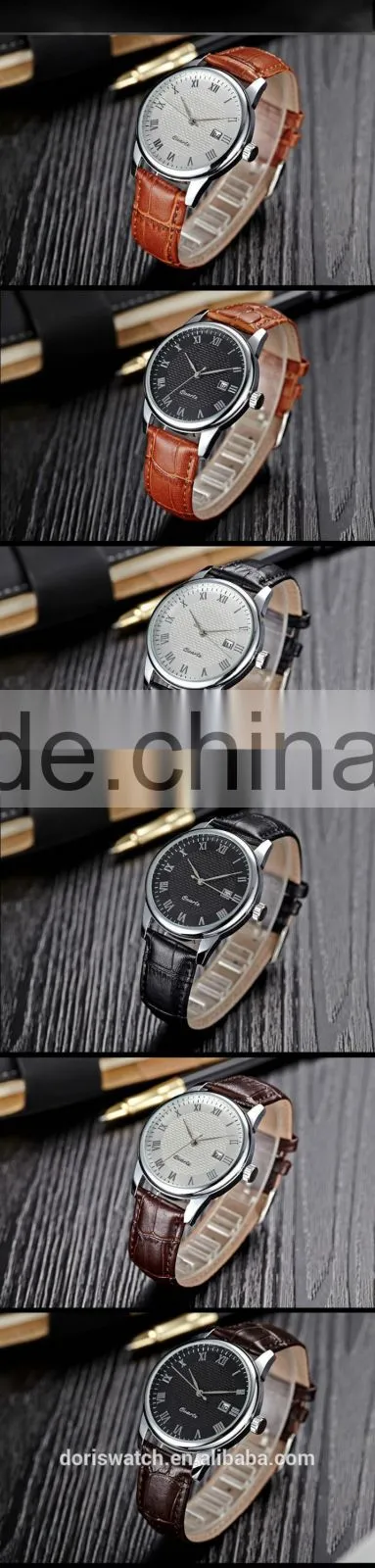 High Quality Men Watches Customized Leather Strap Big Dial Colck Hours Quartz Watches