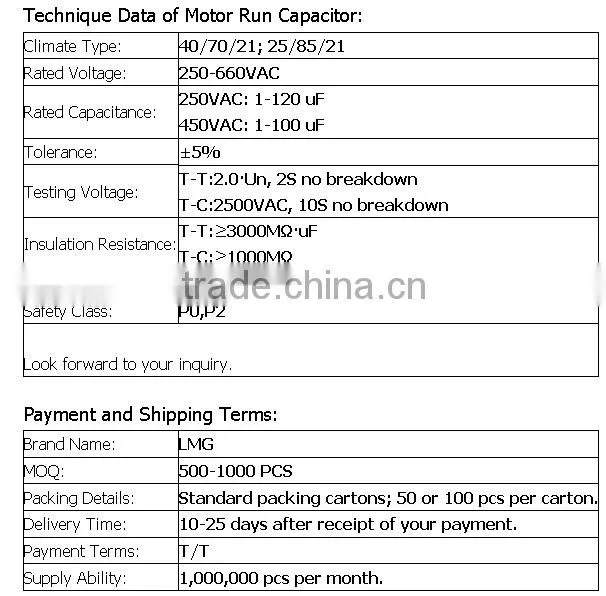 High quality cheap custom metallized film capacitor
