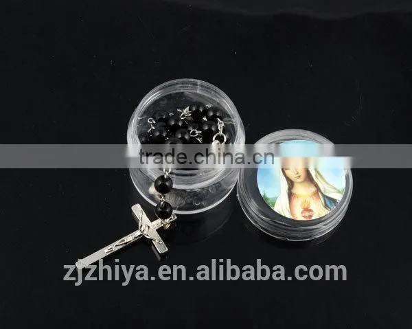 Black resin beads cross pendant necklaces jewelry fashion