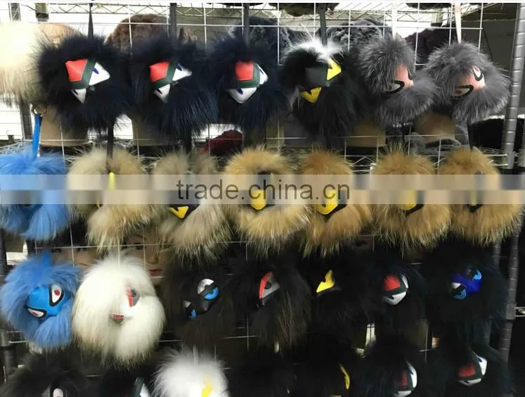 Wholesale price raccoon fur monster keychain