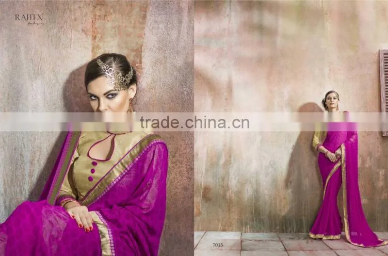 Bordered Embroidery Worked Elegance Designer Sarees