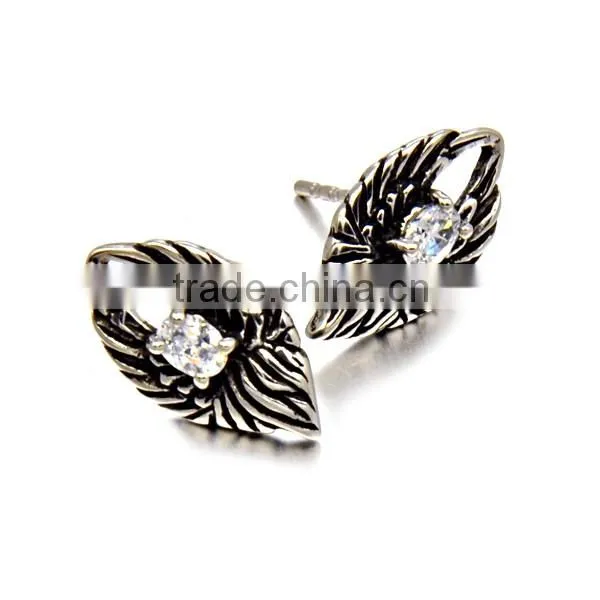 316L stainless steel earrings cheap wings with zirconia vintage fancy earrings