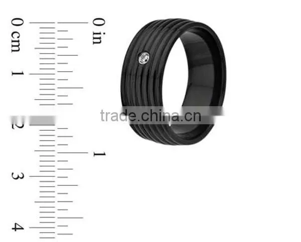 Unisex black tone crystal stainless steel fashion rings with high quality jewelry