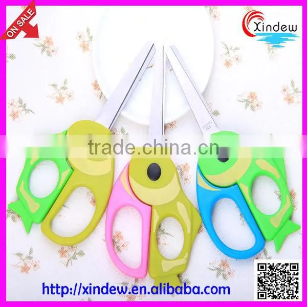 Carton student tool scissors,Children hand scissors with cap