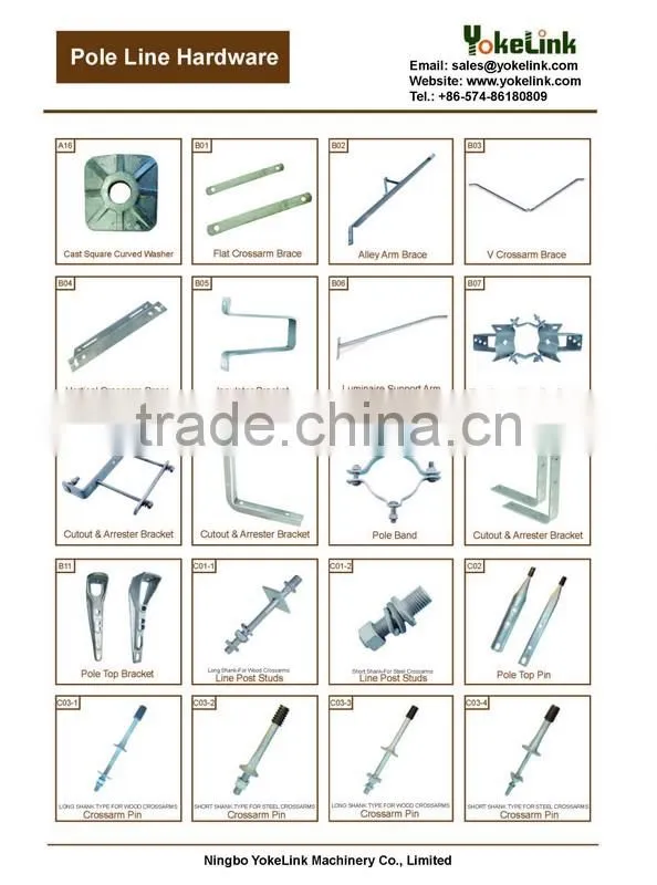 Pole Line Hardware Electric Power Fitting Assembly Guy Bolt Hot Dip Galvanized Screw Bolt Forged Thimble Eye Bolt