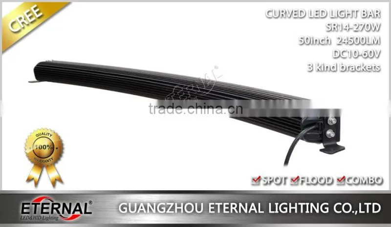 270W 50" curved light bar led car roof rack light bar offroad 4x4 SUV ATV UTV radius spot flood combo high brightness lamp