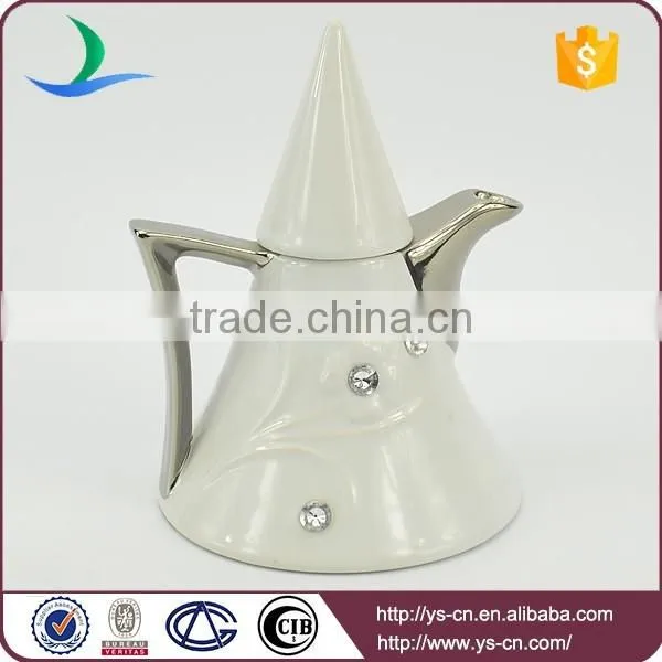 Silver plated ceramic coffee set with diamond