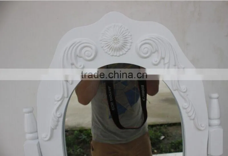 Wood Vanity and Stool Set with Adjustable Mirror