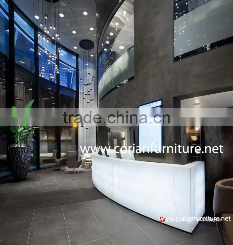 Custom sized coiran acrylic solid surface hotel lobby furniture