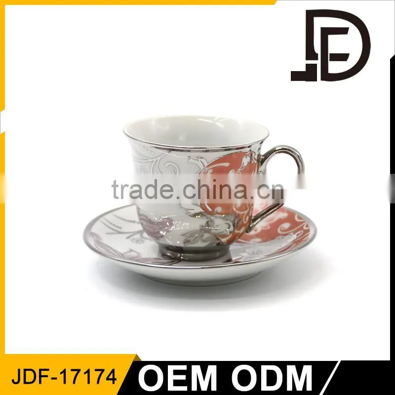 Golden Autumn Promotion White dots Ceramics Bone China Coffee Set / Christmas Gift Wedding Gift Silver Coffee Tea Set