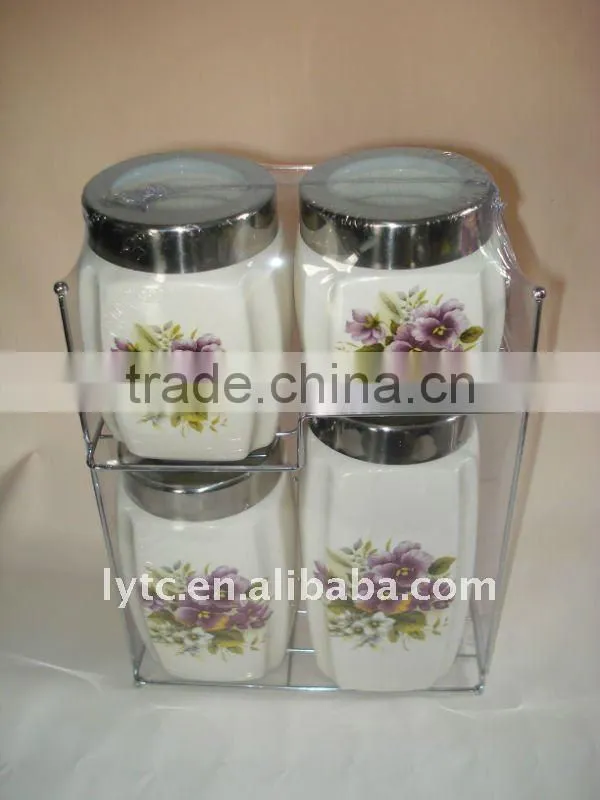 Hot sales 4pcs ceramic coffee canister