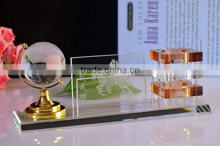 JINGYAGE Office Table Set Crystal Pen Holder Set Horse Pen Holder