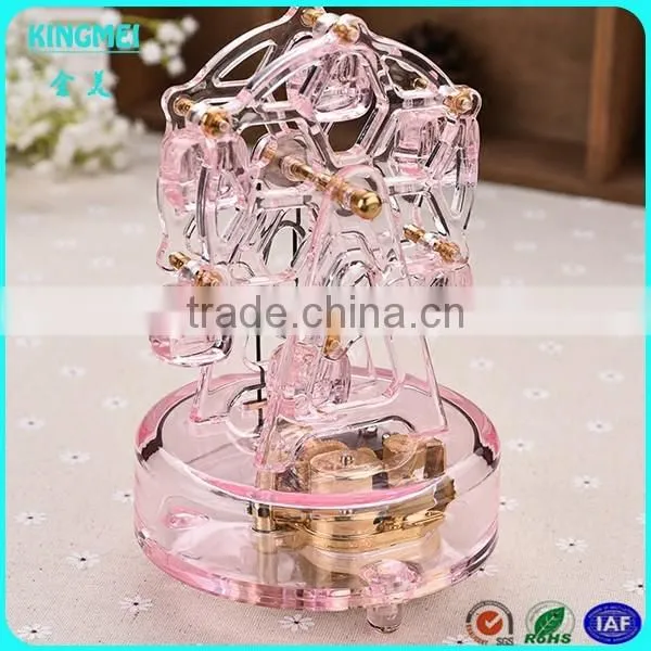 High grade handicrafts clear round crystal music box for wedding gift
