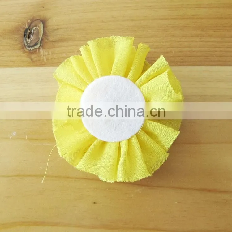 fabric chiffon flower with rhinestone in center for kids hair accessories