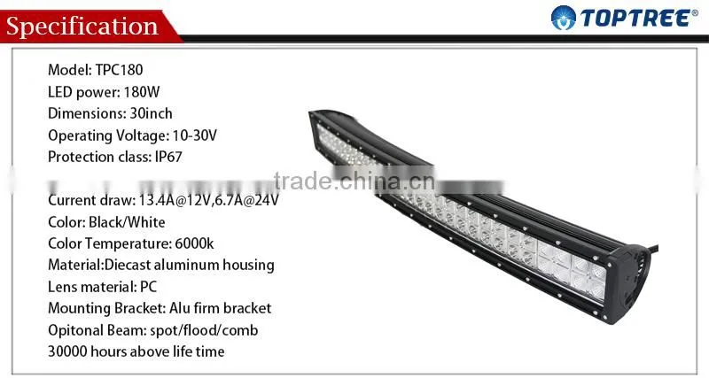 20'' 30''40''50'' 120w 180w 240w 288w 300w Cree Waterproof CURVED Led Light Bar for Offroad