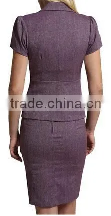 women fitted short sleeve blazer and skirt set ,ladies office wear uniform