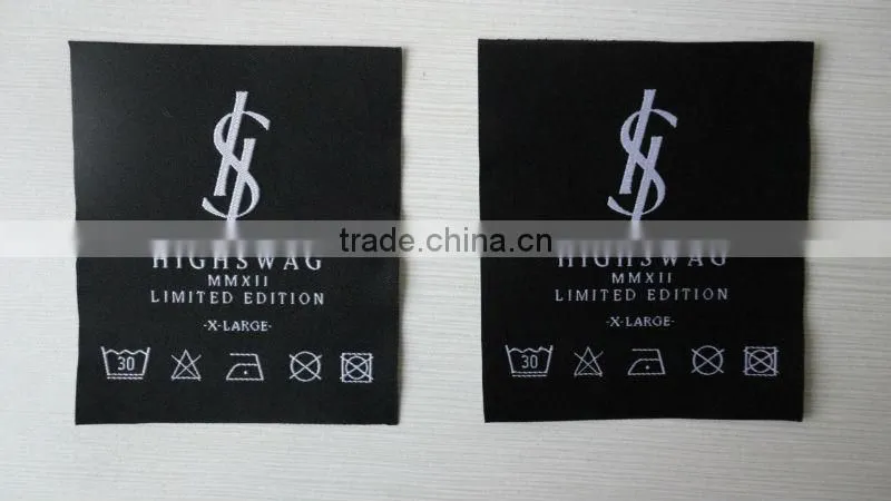 High quality custom mitre fold main woven label for clothing