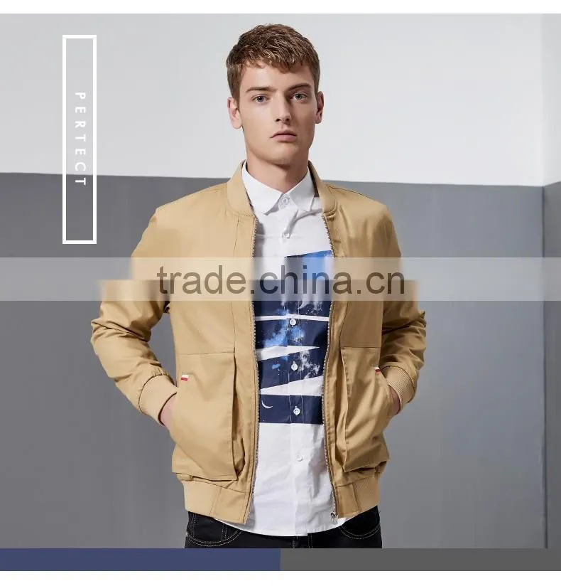 Hot Selling New Design Popular High Quality Men Jacket Solid Coat Custom Logo Zipper Pockets Outerwear