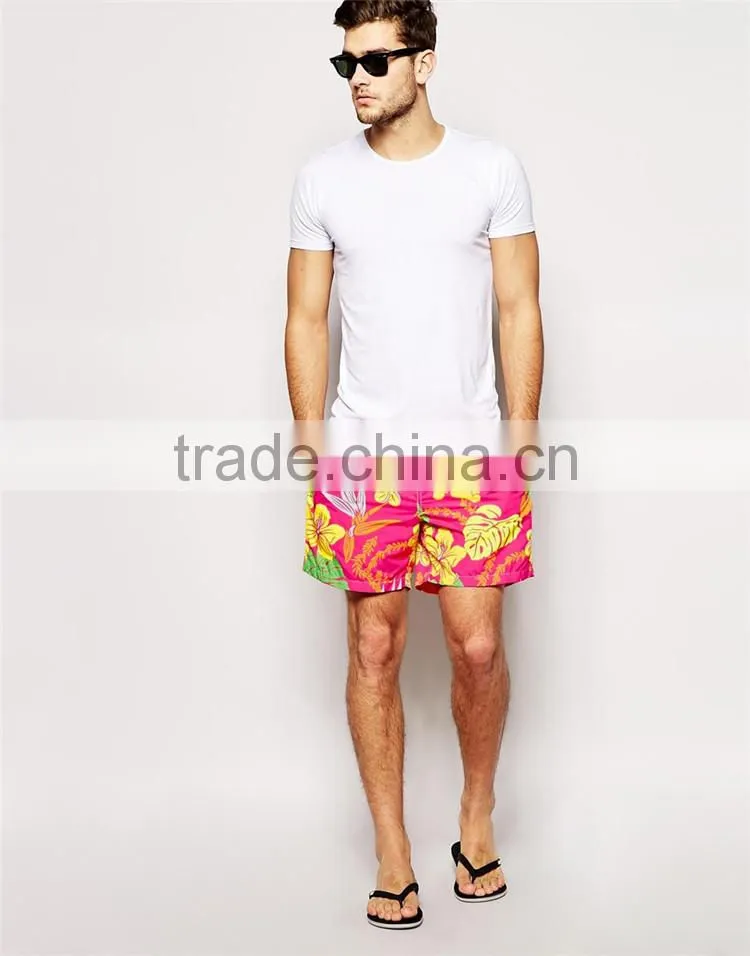 Mens bright color hawaiian swim shorts men