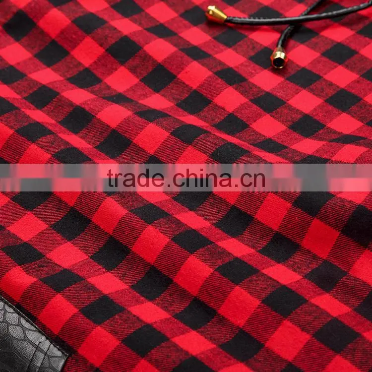 black mens hoody leather hoodie two tone plaid hoodies