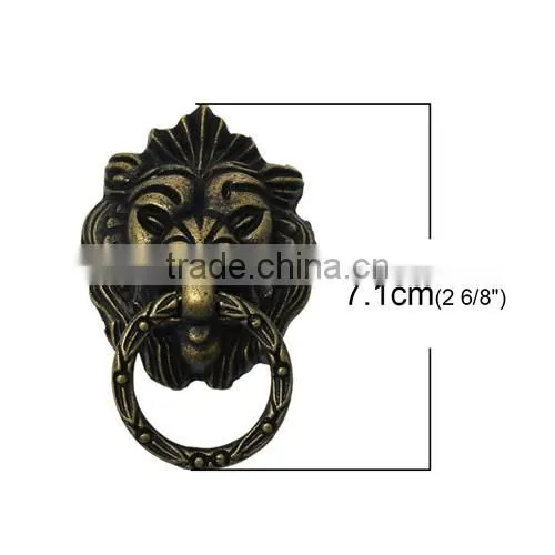 Antique Bronze Lion Jewelry Wooden Box Pull Handle Knobs Dresser Drawer For Cabinet Door