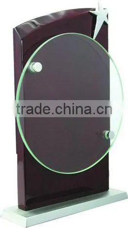 Factory Wholesale Customized Engraving Crystal Glass Trophy For Wooden base trophy KC-010