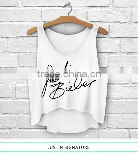 Fashion Girls 3D Design Sleeveless Sports Gym Irregular Tank Top With Pattern For Women