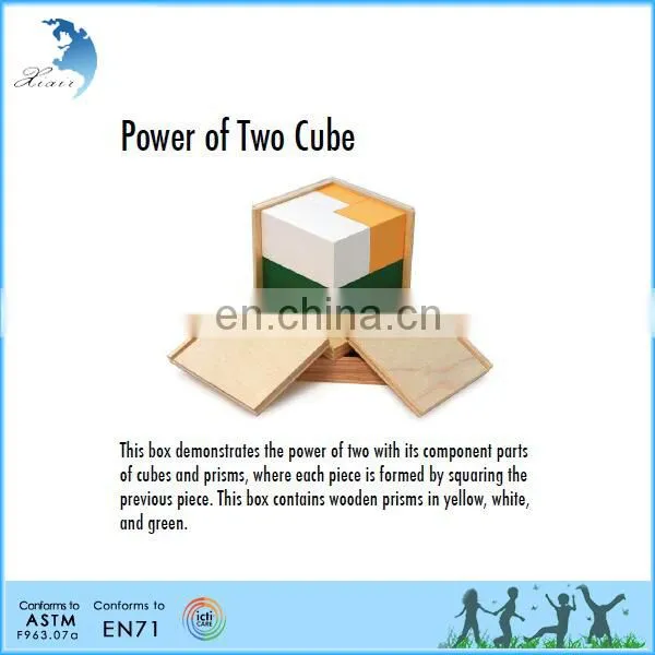 Preschool Wooden Educational Montessori Material EN71 Mathematic Toy Power of 2 Cube