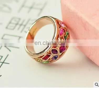 Fashion Thumb Forefinger Middle Finger Rings for Men Women Unisex with Austrian Crystal Gold Plated